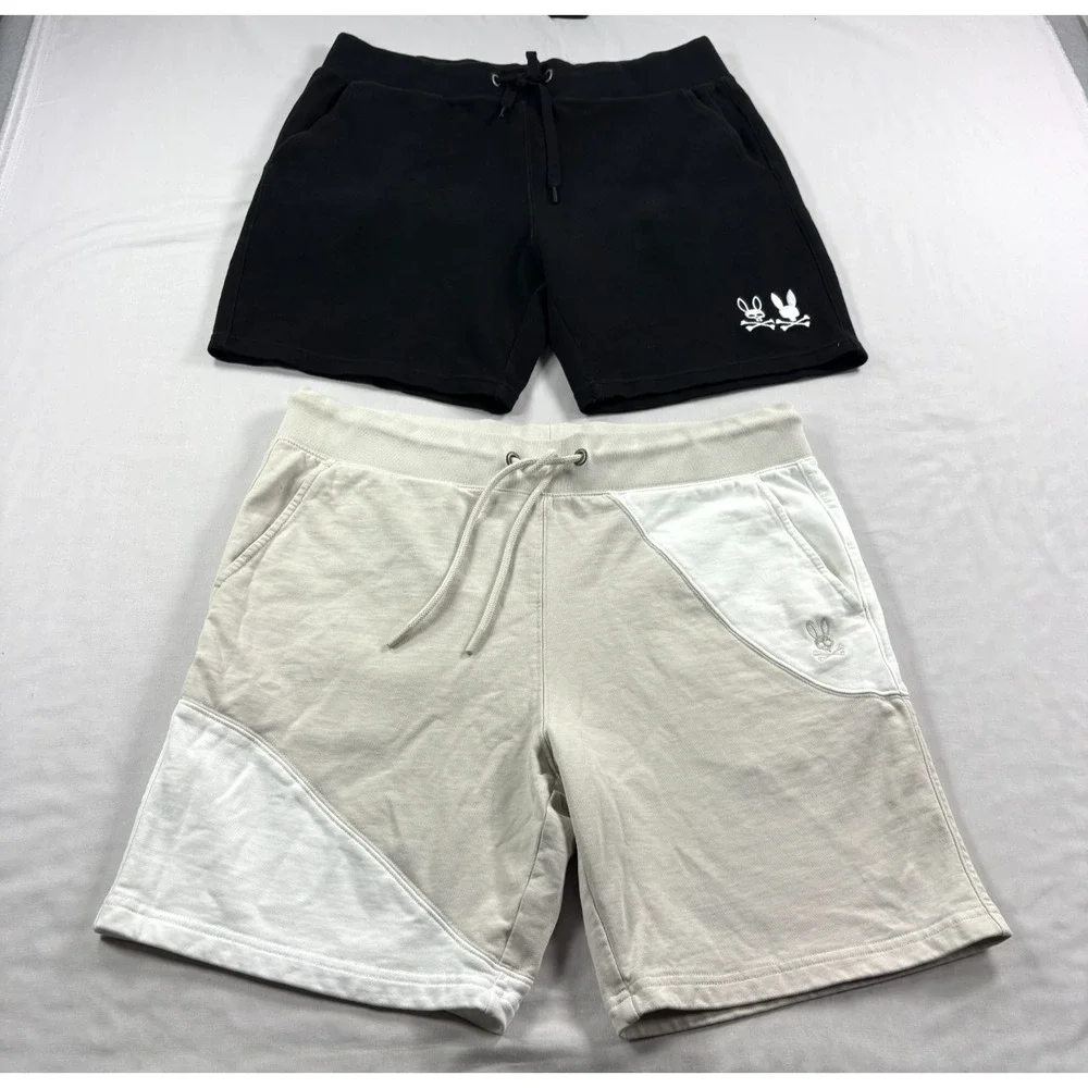Psycho Bunny Sweat Shorts Lot of 2 Mens Large Fleece Stretch Lounge Big Logo